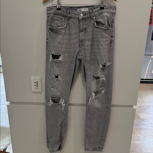 Zara Men's Ripped Gray Skinny Jeans
